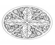 Coloriage free mandala to color leaves 